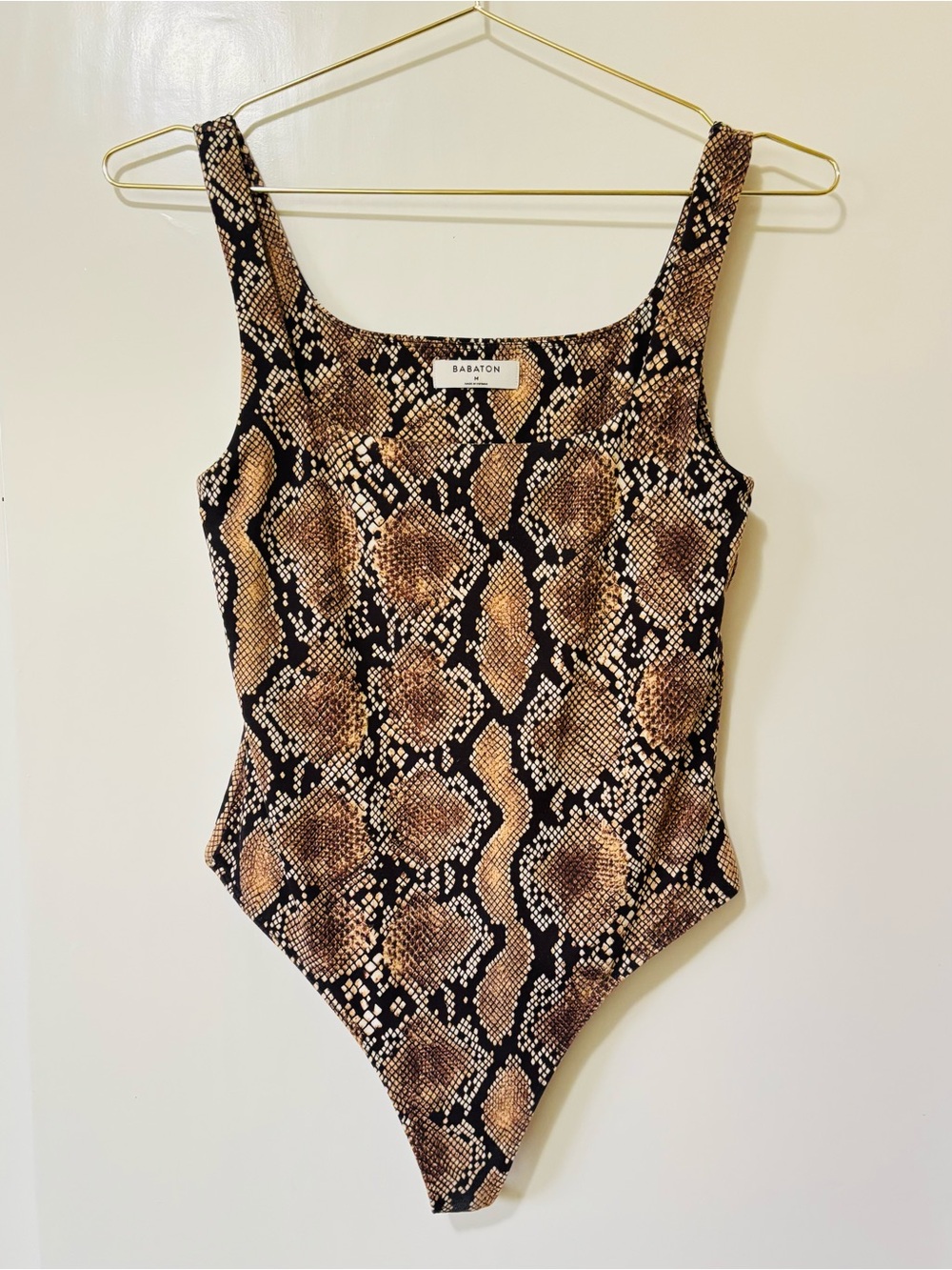 Babaton| Aritzia| Contour Brown/Tan Snakeskin Print Square Neck Bodysuit Sz M